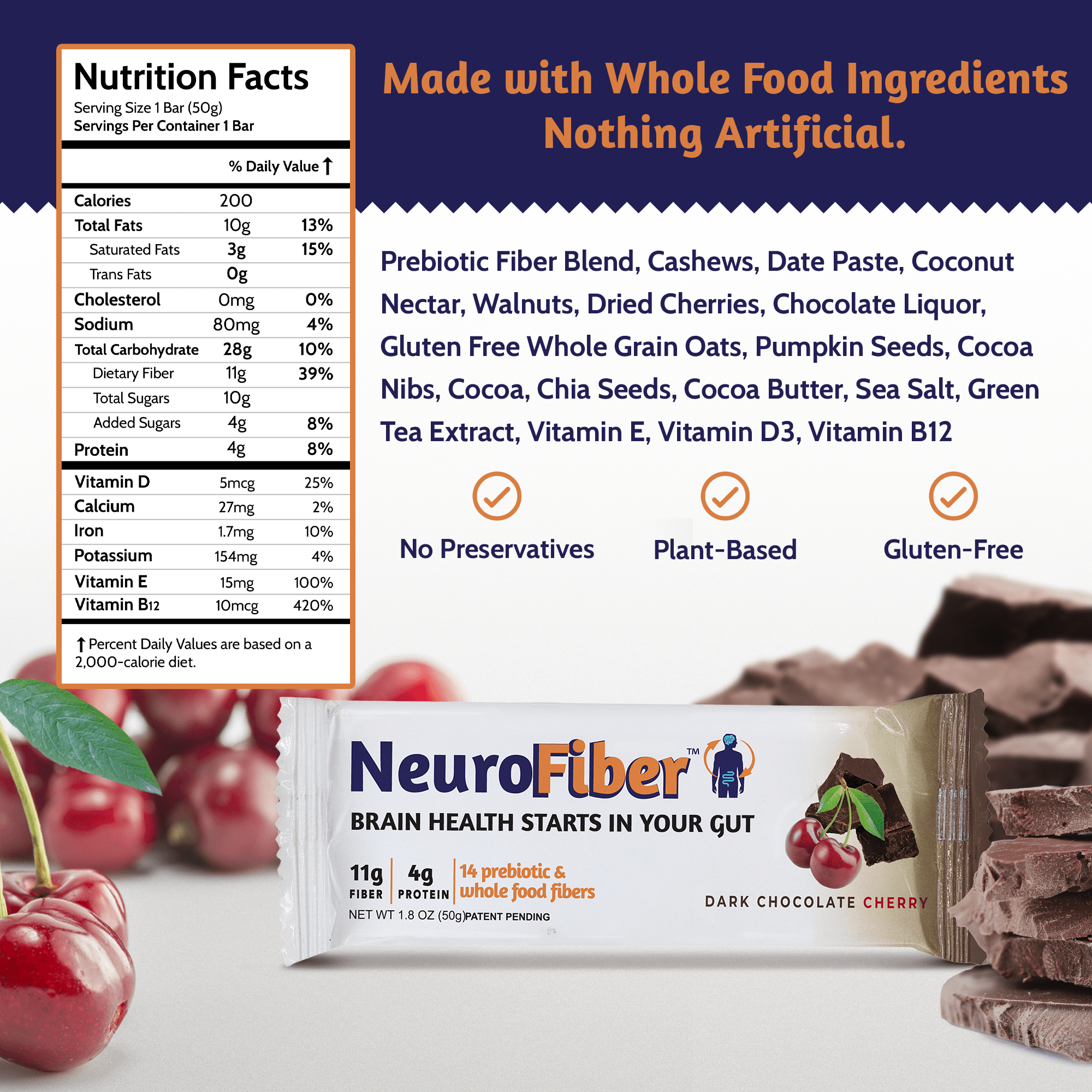 Chocolate Cherry Box: 14 bars - NeuroFiber