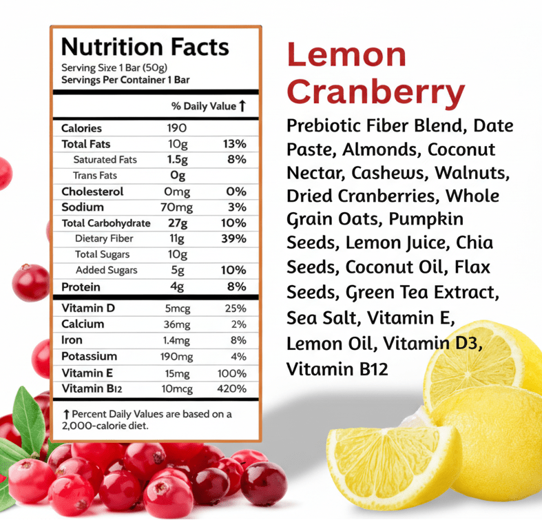 Lemon Cranberry Box: 14 bars - NeuroFiber
